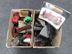 Two boxes containing Hornby Railways rolling stock,
