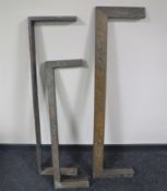 Three hammered copper fire curbs