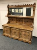 An Aesthetic Victorian oak mirror backed sideboard,