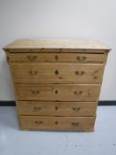 A 19th century pine five drawer chest