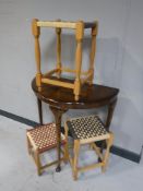 A shaped oak hall table,