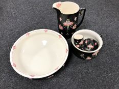 A five piece Crown Devon pottery wash set