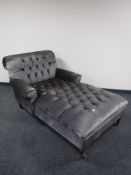 A Barker & Stonehouse chaise longue settee in a button fabric