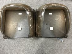 Two smoked plastic telephone hoods
