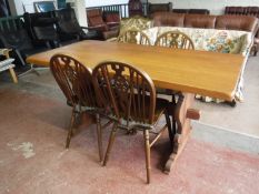 An oak refectory dining table,