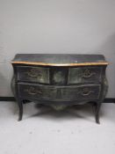 A continental painted three drawer commode chest