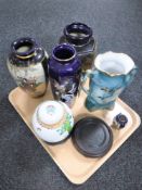 A tray of four oriental style vases,