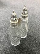 Two silver and cut glass sifters