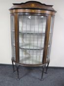 A Victorian inlaid mahogany d-shaped display cabinet CONDITION REPORT: Some damage