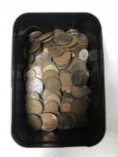 A tub containing Victorian and later pennies, half pennies,