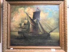 A gilt framed antiquarian oil on panel,