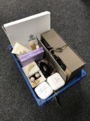 A crate of costume jewellery,