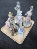 A tray of continental porcelain figures