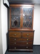 A 19th century inlaid mahogany secretaire bookcase CONDITION REPORT: Breakage to