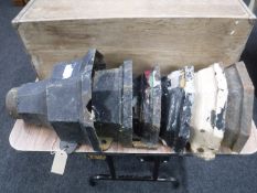 Six Victorian cast iron drain hoppers