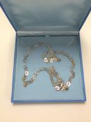 A sterling silver long flat linked chain necklace, 32.9g.