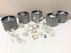 A small collection of Swarovski and other crystal animals.