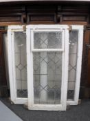 Two window frames with leaded glass