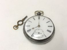 A silver cased key wound pocket watch