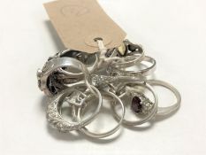 Ten sterling silver dress rings (10)