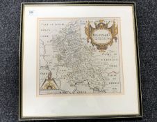An 18th century hand coloured map after Christopher Saxton and William Hole,