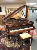 A mahogany cased boudoir grand piano by Gebruder Knake, Munster, width 153 cm, length 212 cm,