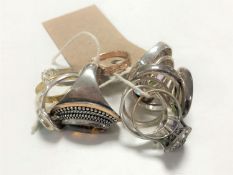 Twelve sterling silver dress rings.