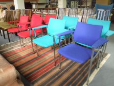 Eight Danish chrome framed office armchairs by Fritz Hansen