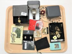 A collection of costume jewellery including Black Hills wrist watch, Gem Time watch,