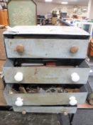 An industrial metal five drawer chest,