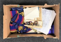 A collection of Masonic regalia and ephemera relating to a Northumbrian lodge