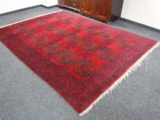 A fringed Bokhara carpet,