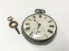A silver cased key wound pocket watch