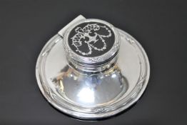 An Edwardian silver and tortoiseshell inkwell, Cohen & Charles, Birmingham 1910,
