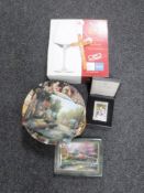 Five Bradford Exchange oval-shaped collector's plates - Thomas Kincade's Lamplight Village Series,