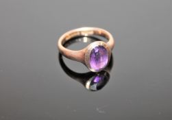 A 9ct gold amethyst solitaire ring