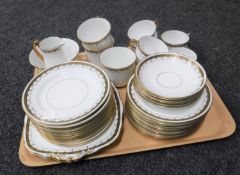 A tray of forty-three pieces of Phoenix white and gilt china