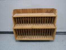 A pine kitchen plate rack