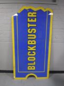 A Blockbuster shop advertising sign