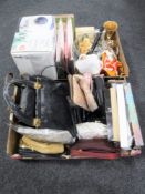 Two boxes of handbags,