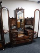 A Victorian mahogany sunk centre dressing table with triple mirror