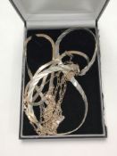 Four sterling silver necklaces, 48.3g.