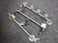 Three reproduction industrial metal coat hooks