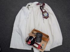 Two Order of the Temple vestments with cloaks together with assorted regalia and badges including