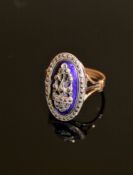 An antique paste and enamel ring