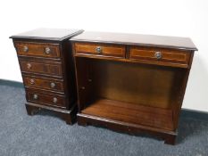 A Regency style four drawer chest and a set of bookshelves
