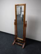 A pine cheval mirror