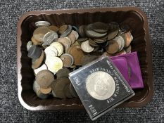A tub of decimal and pre-decimal British coinage