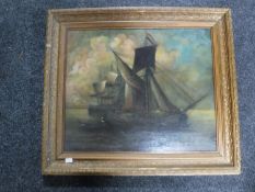 A gilt framed antiquarian oil on panel,