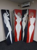 Two contemporary four way folding Art Deco style screens